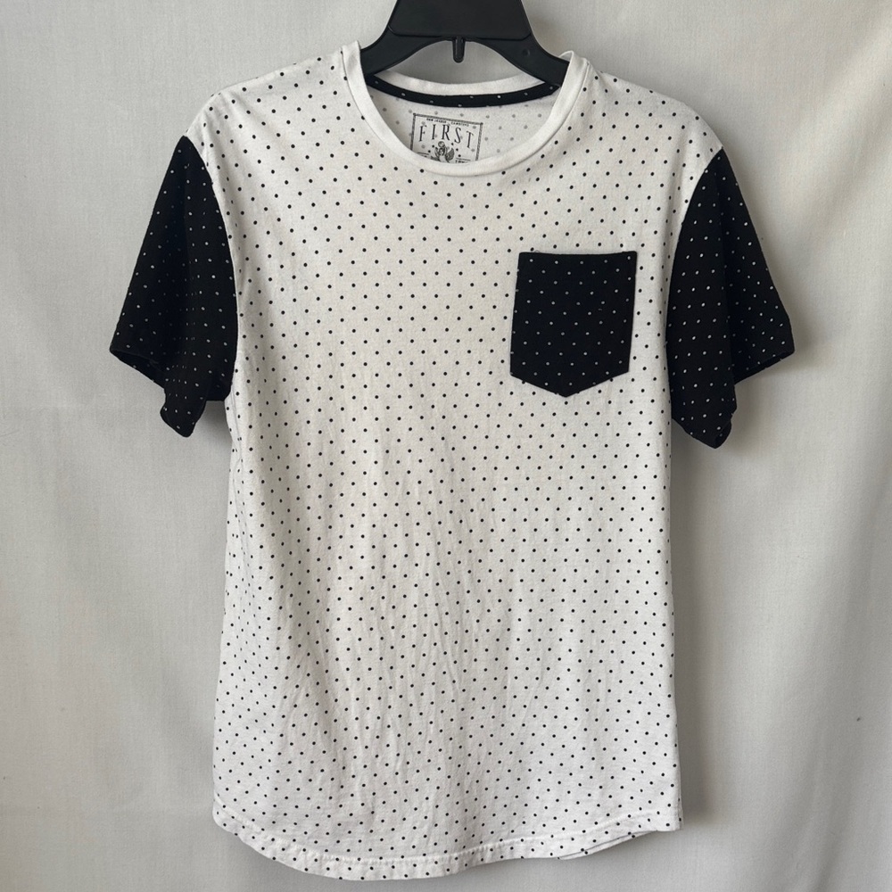 First Draft Polka Dot Contrast Pocket Tee Small